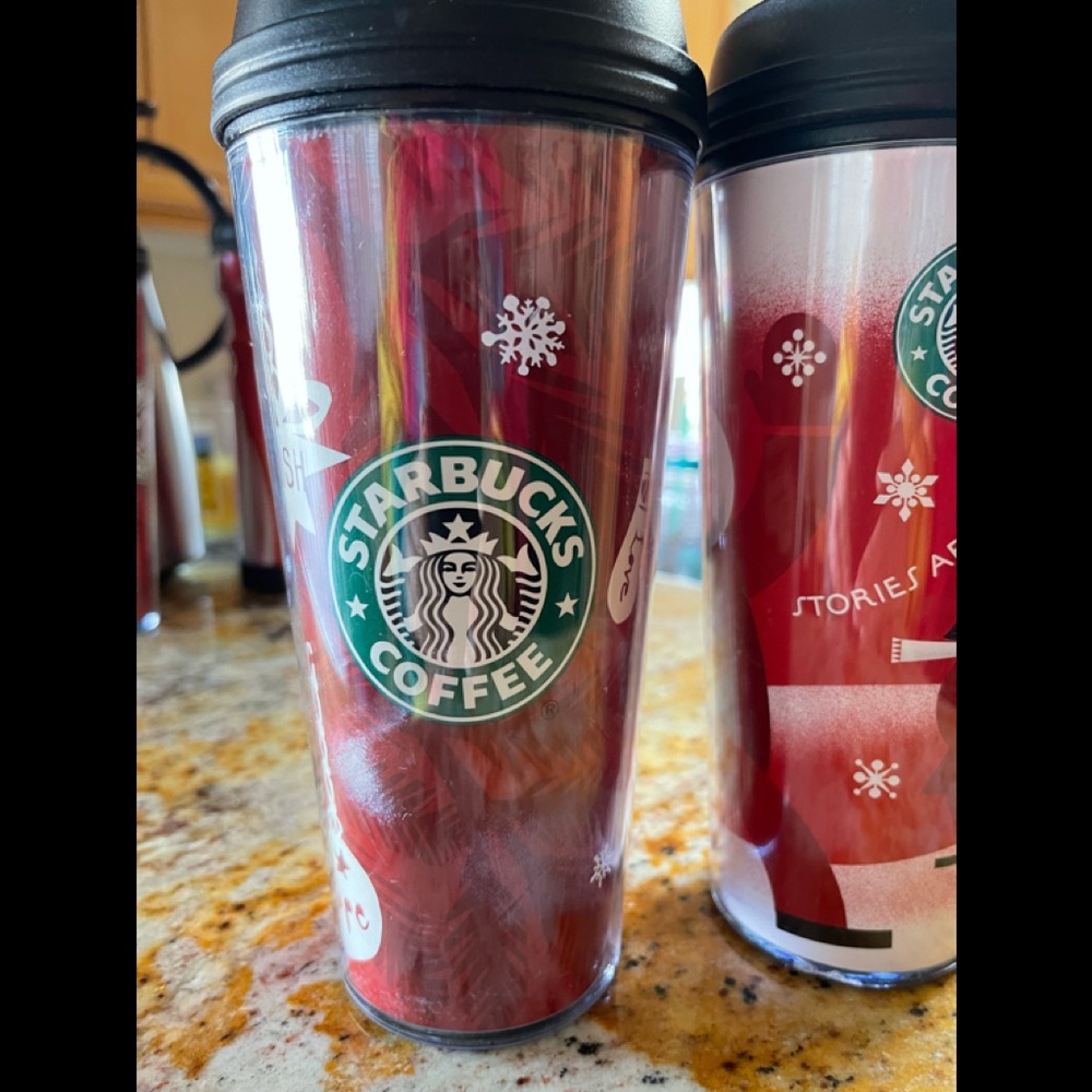2 Starbucks Holiday Reusable Hot Coffee Cups.